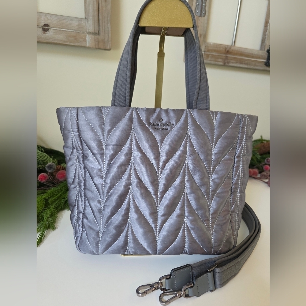 Kate Spade New York Ellie Small Quilted Tote/Crossbody In Silver - Picture 1 of 11